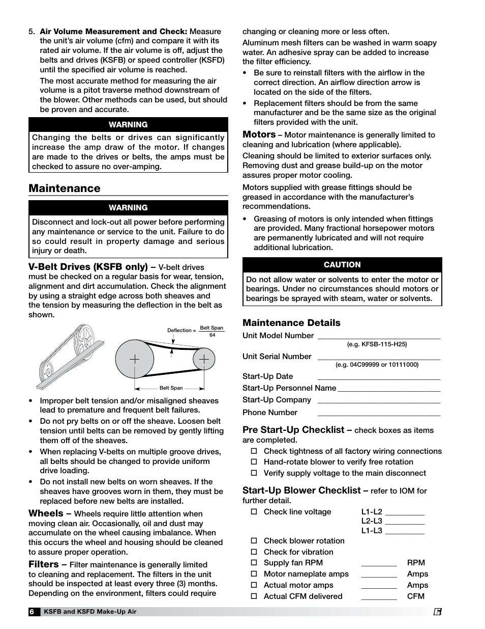 Maintenance | Greenheck KSFB / KSFD (463556) User Manual | Page 6 / 8
