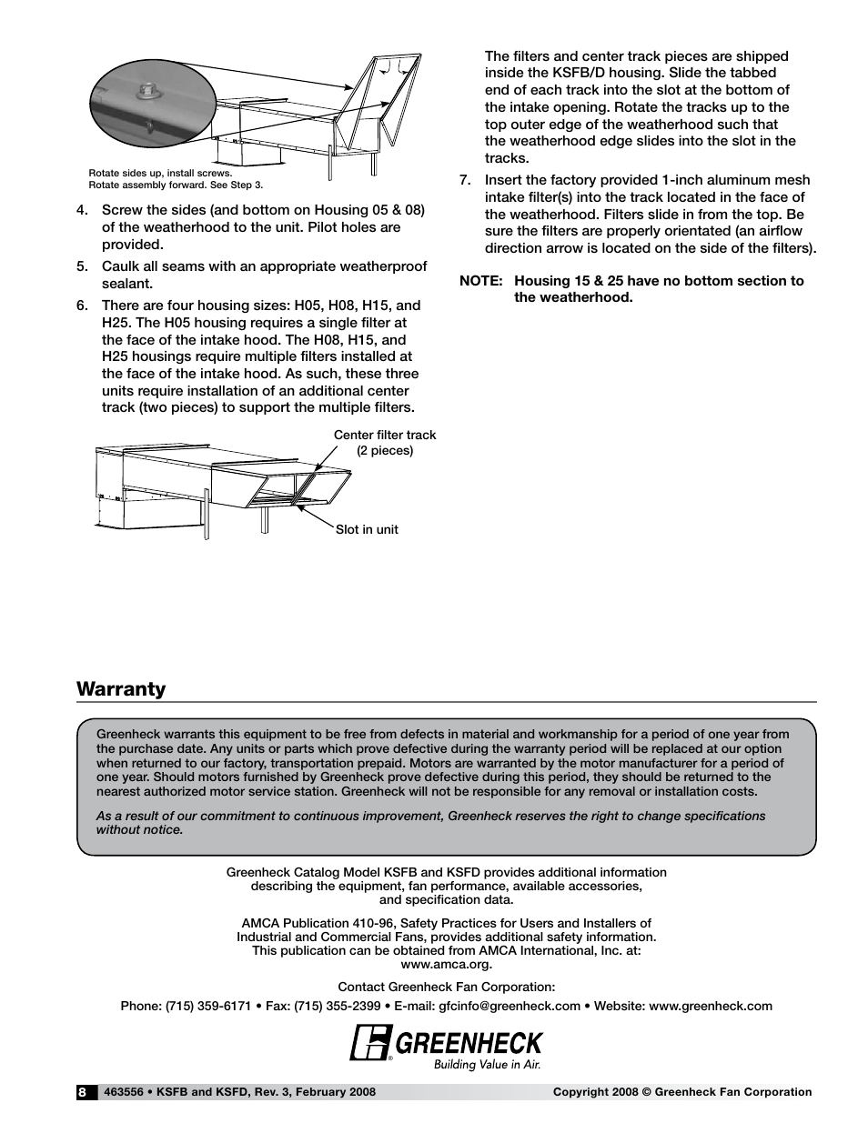 Warranty | Greenheck KSFB / KSFD (463556) User Manual | Page 8 / 8