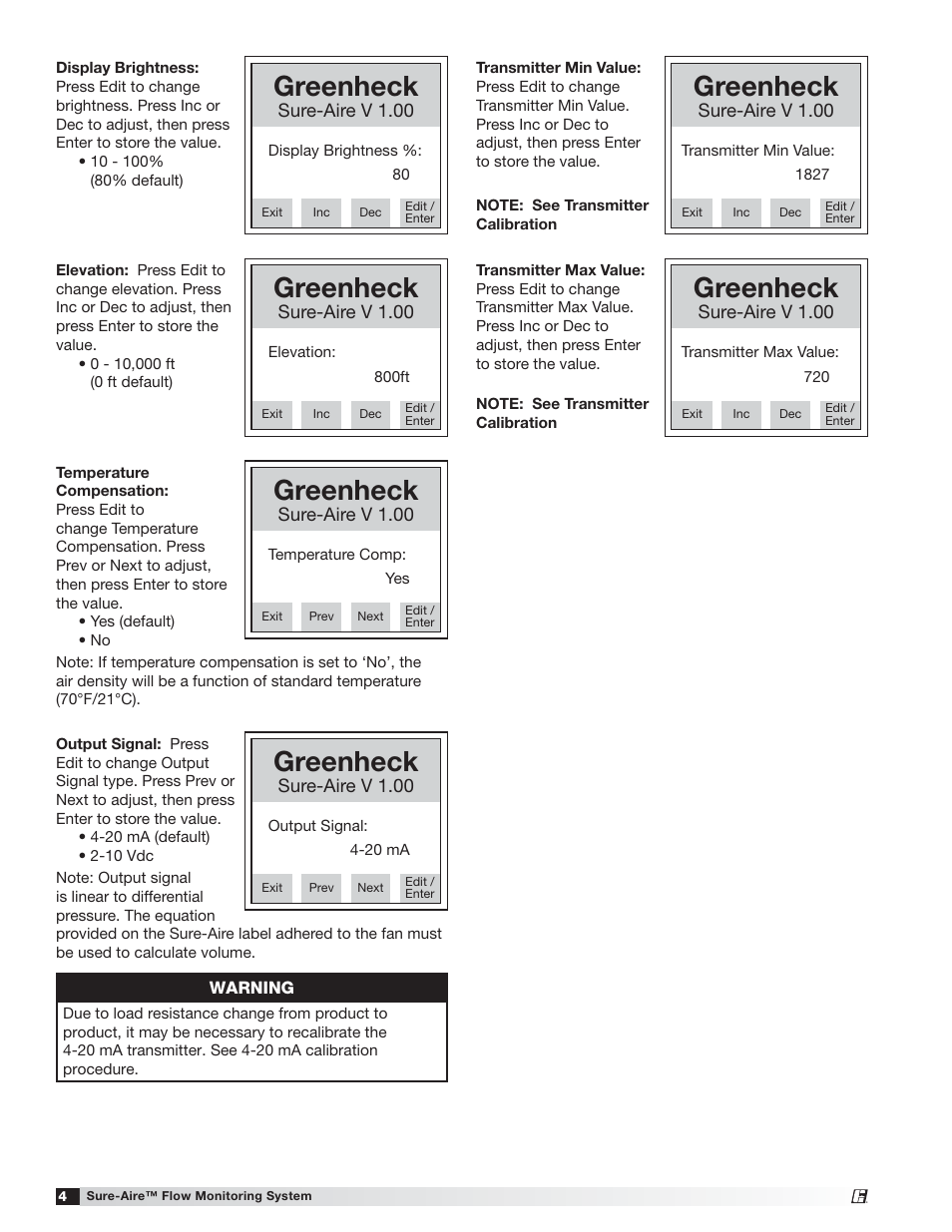 Greenheck | Greenheck Low Voltage (24 VAC/ VDC) Sure-Aire Pressure Controller (476092) User Manual | Page 4 / 8
