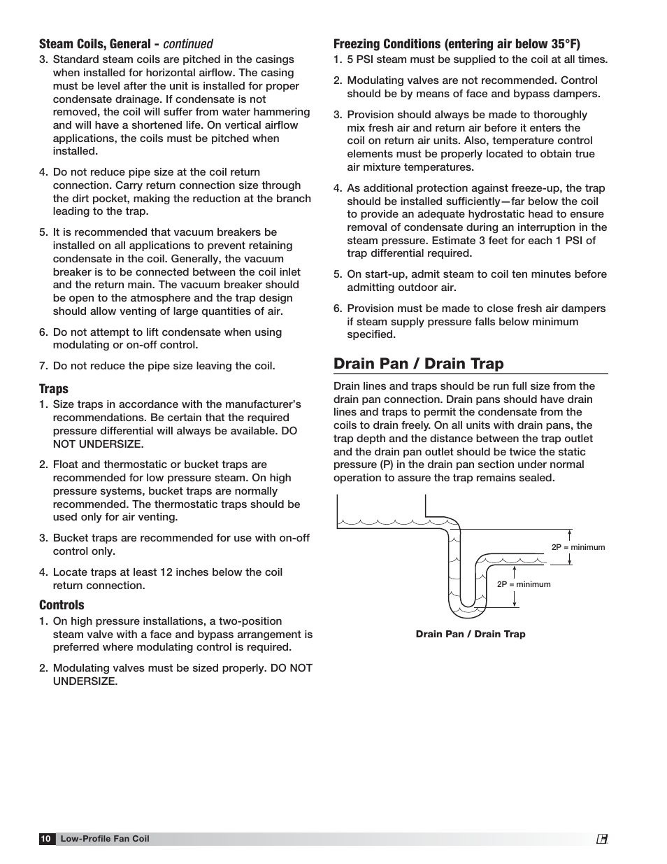 Drain pan / drain trap | Greenheck Low-Profile Fan Coil (LFC) (464496) User Manual | Page 10 / 16