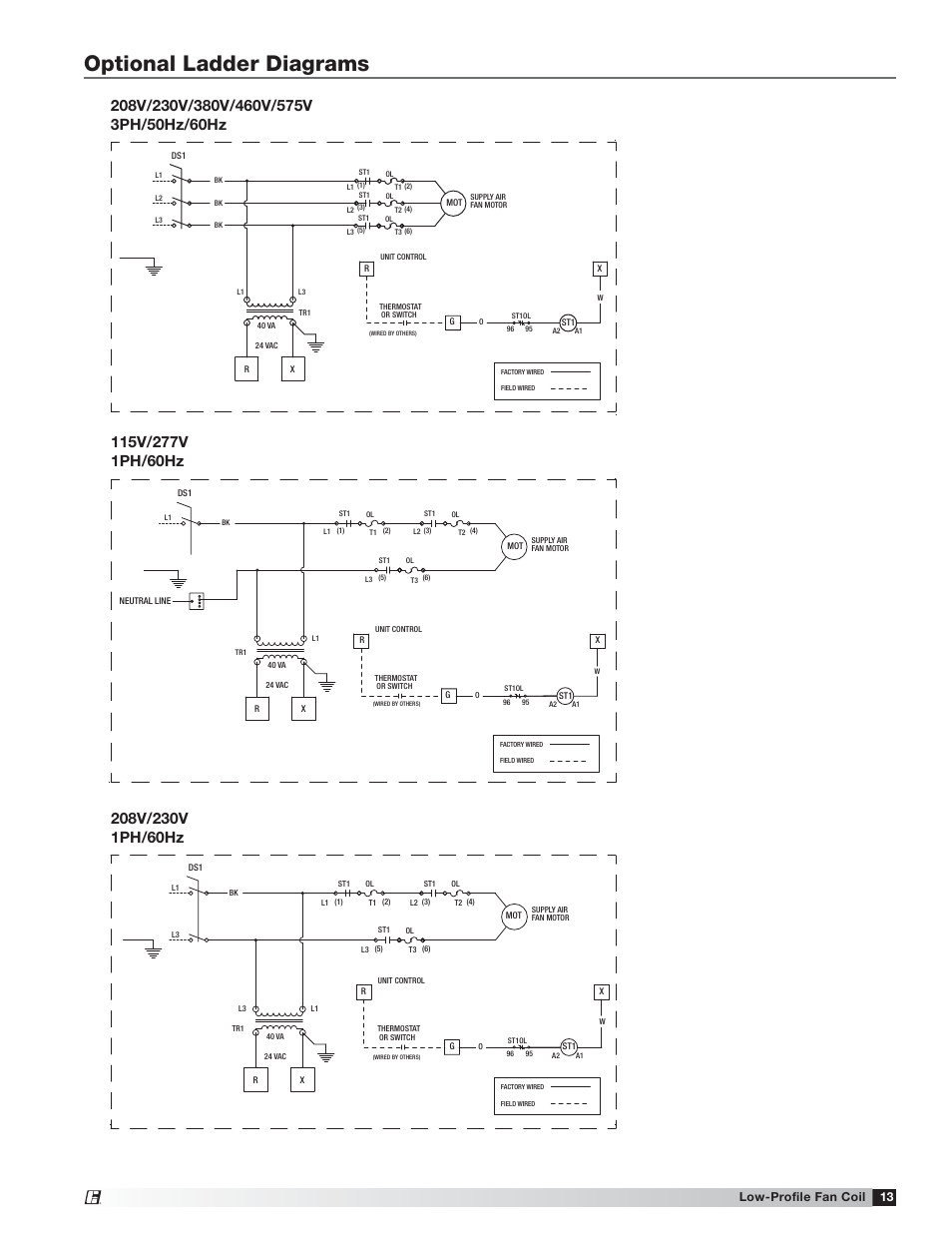 Optional ladder diagrams, 13 low-profile fan coil | Greenheck Low-Profile Fan Coil (LFC) (464496) User Manual | Page 13 / 16