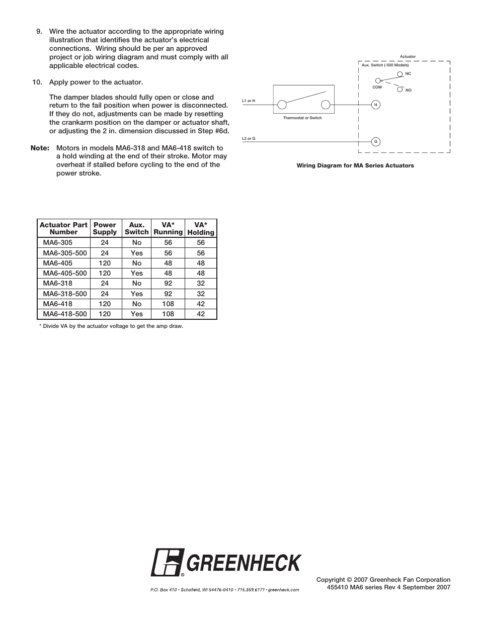 Greenheck MA6 Series (455410) User Manual | Page 4 / 4