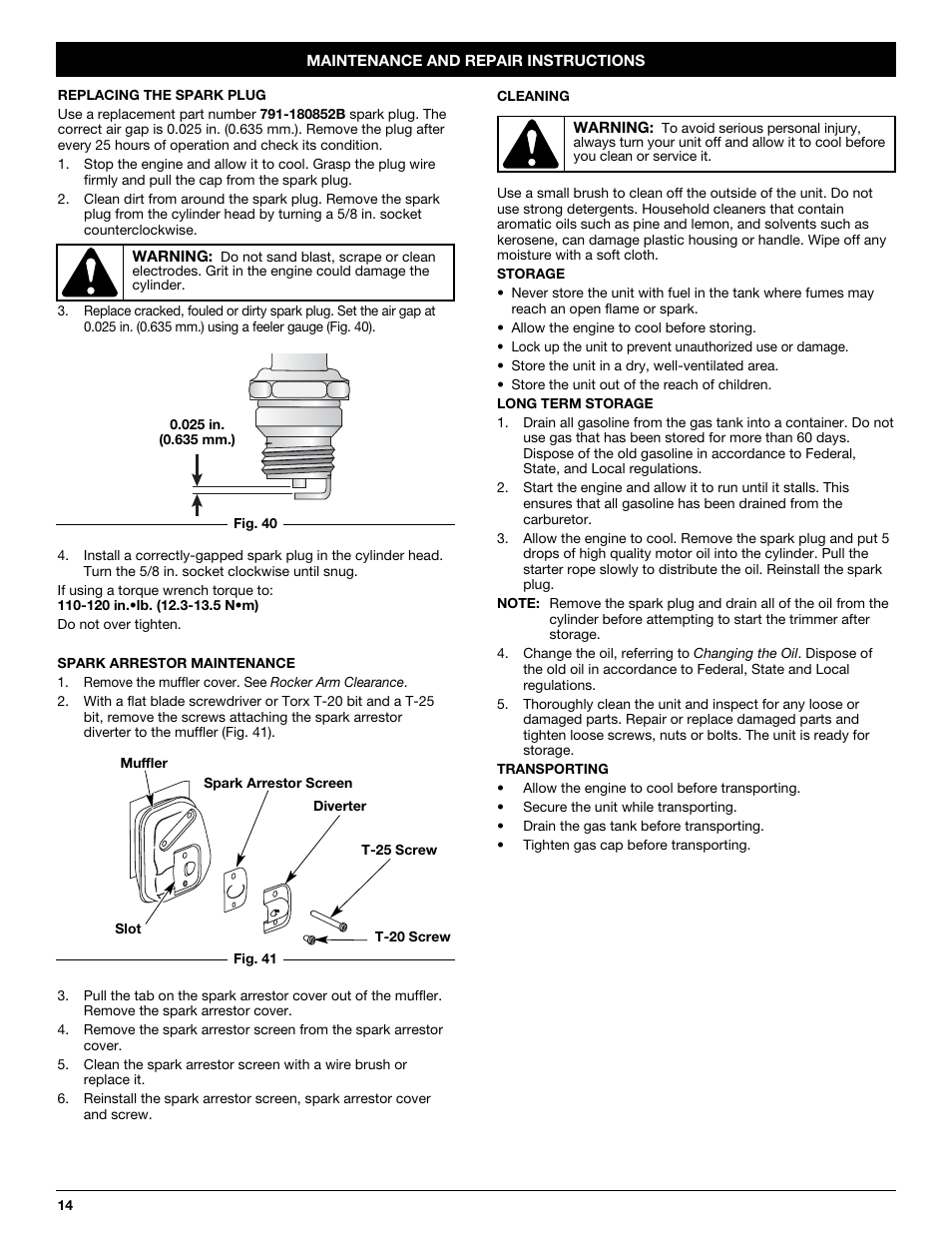 Cub Cadet CC4105 User Manual | Page 14 / 56