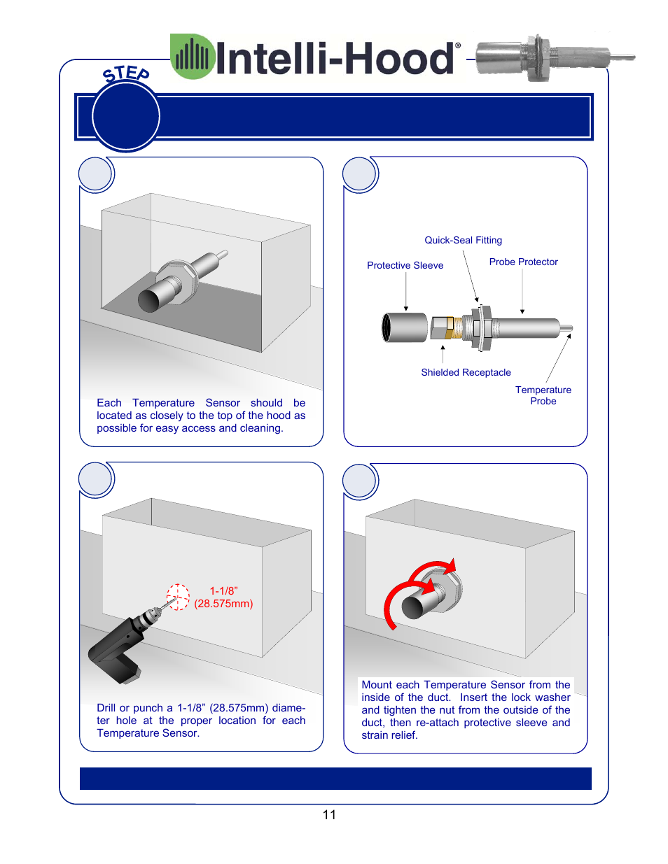 Install exhaust temperature sensor | Greenheck Melink IH3 Installation User Manual | Page 11 / 39