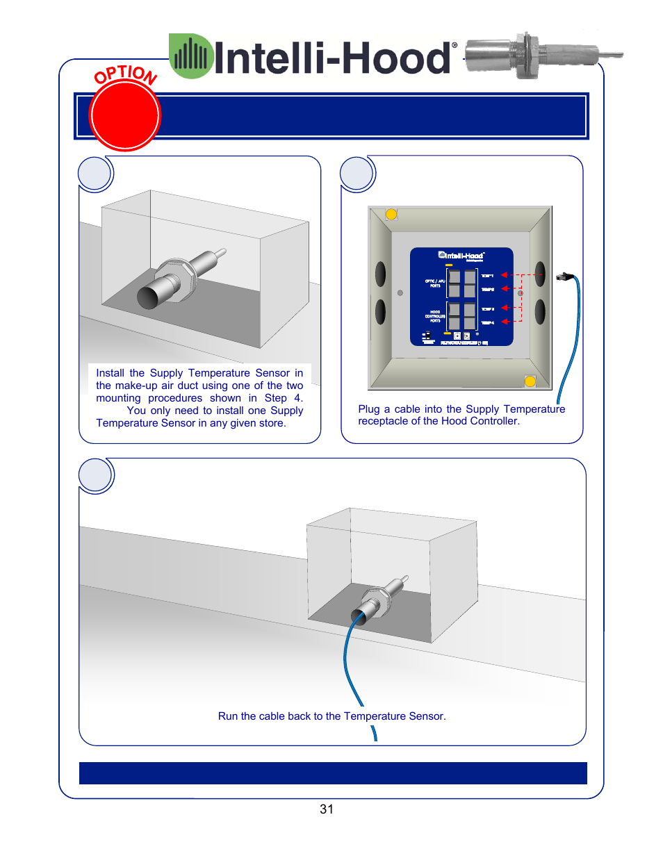 Install supply temperature sensor | Greenheck Melink IH3 Installation User Manual | Page 31 / 39