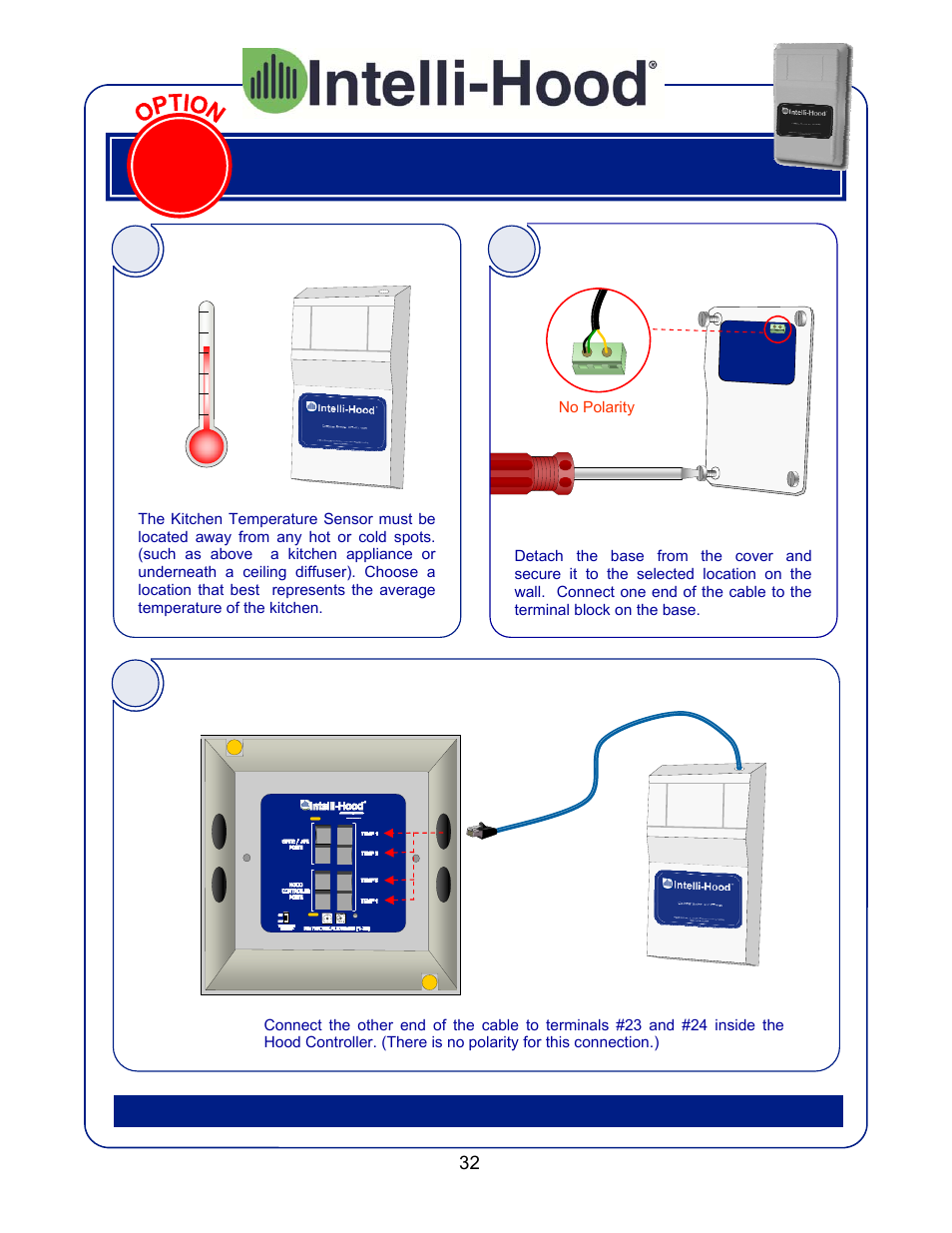 Install kitchen temperature sensor | Greenheck Melink IH3 Installation User Manual | Page 32 / 39