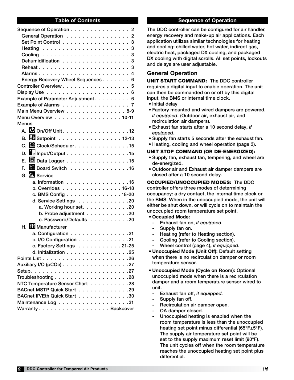 Greenheck Microprocessor Controller (474706 IOM) TAP v1.04 June 2011 (ERCH, ERH, APEX, VER, ERT) User Manual | Page 2 / 32