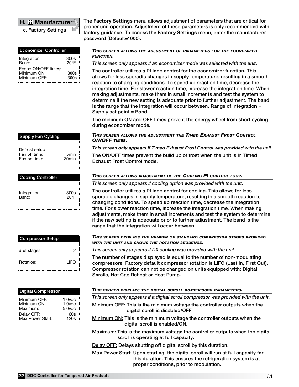 H. manufacturer | Greenheck Microprocessor Controller (474706 IOM) TAP v1.04 June 2011 (ERCH, ERH, APEX, VER, ERT) User Manual | Page 22 / 32