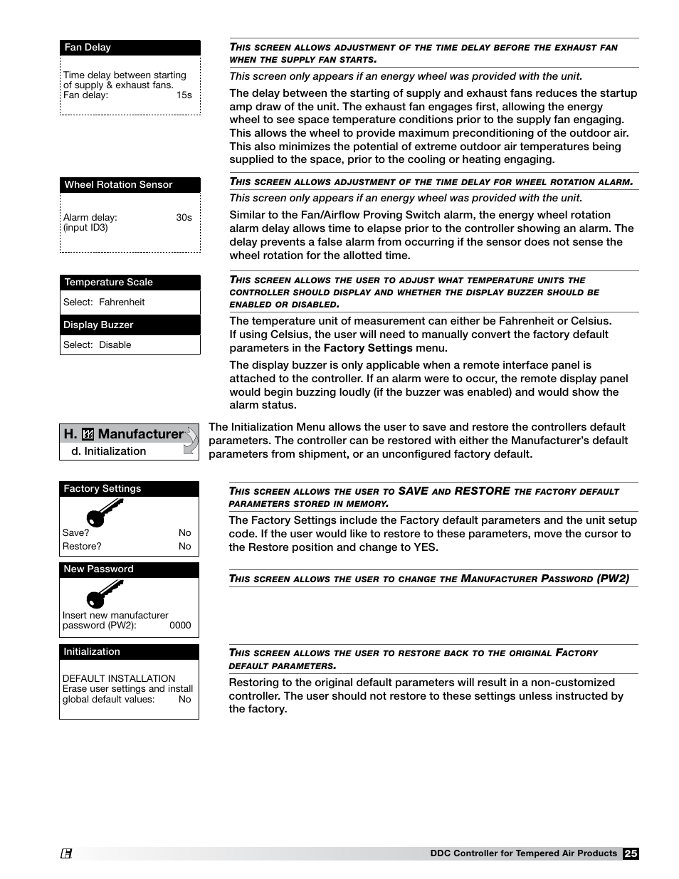 H. manufacturer | Greenheck Microprocessor Controller (474706 IOM) TAP v1.04 June 2011 (ERCH, ERH, APEX, VER, ERT) User Manual | Page 25 / 32