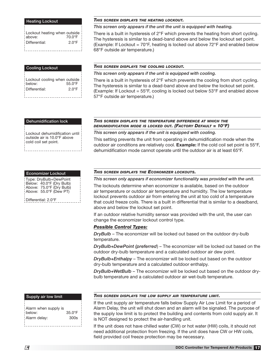 Greenheck Microprocessor Controller (475595 IOM) TAP v2.10 April 2014 (RVE, ERCH-01, ERT-01) User Manual | Page 17 / 44