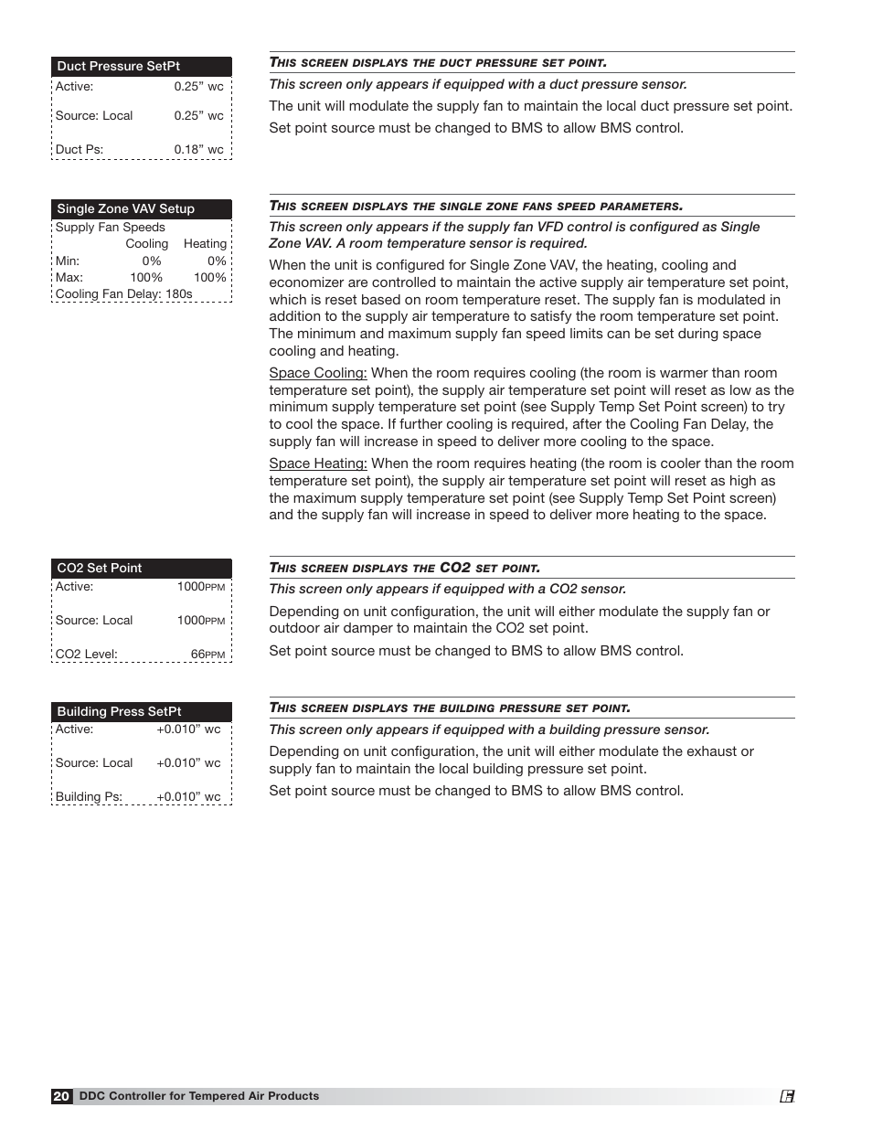 Greenheck Microprocessor Controller (475595 IOM) TAP v2.10 April 2014 (RVE, ERCH-01, ERT-01) User Manual | Page 20 / 44
