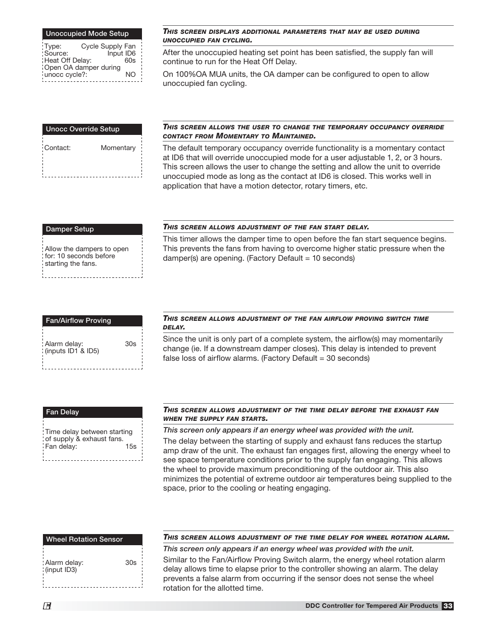 Greenheck Microprocessor Controller (475595 IOM) TAP v2.10 April 2014 (RVE, ERCH-01, ERT-01) User Manual | Page 33 / 44
