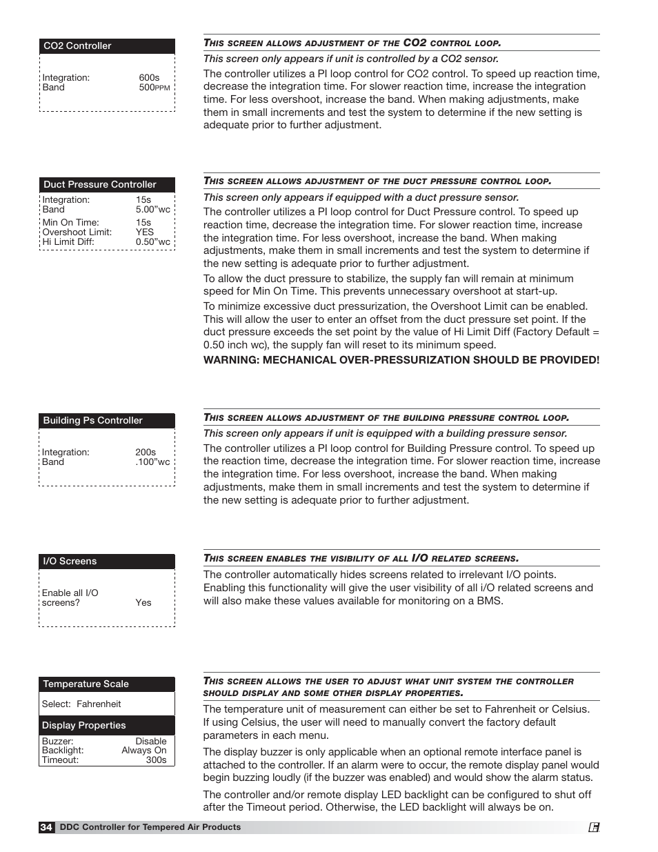 Greenheck Microprocessor Controller (475595 IOM) TAP v2.10 April 2014 (RVE, ERCH-01, ERT-01) User Manual | Page 34 / 44