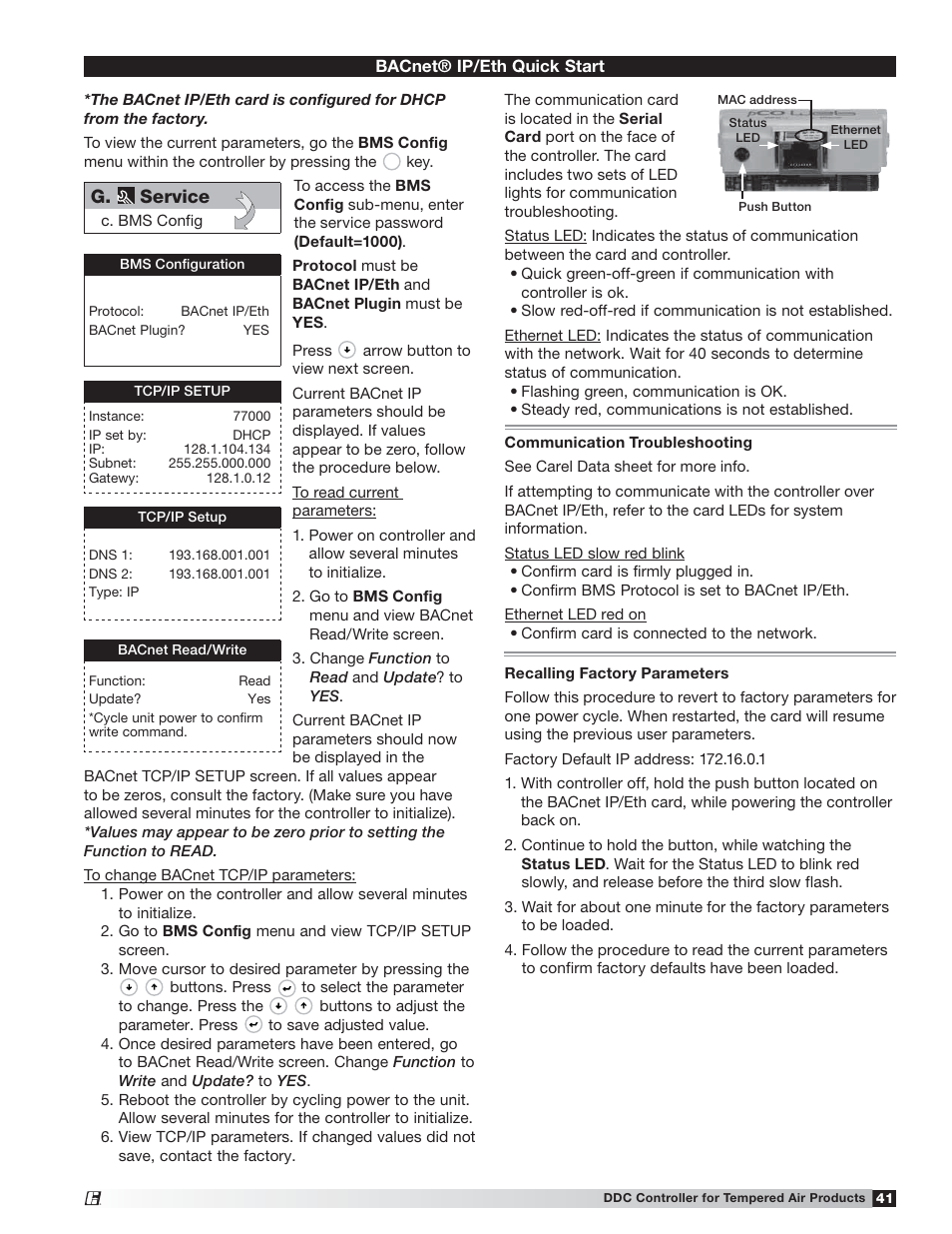 G. service | Greenheck Microprocessor Controller (475595 IOM) TAP v2.10 April 2014 (RVE, ERCH-01, ERT-01) User Manual | Page 41 / 44