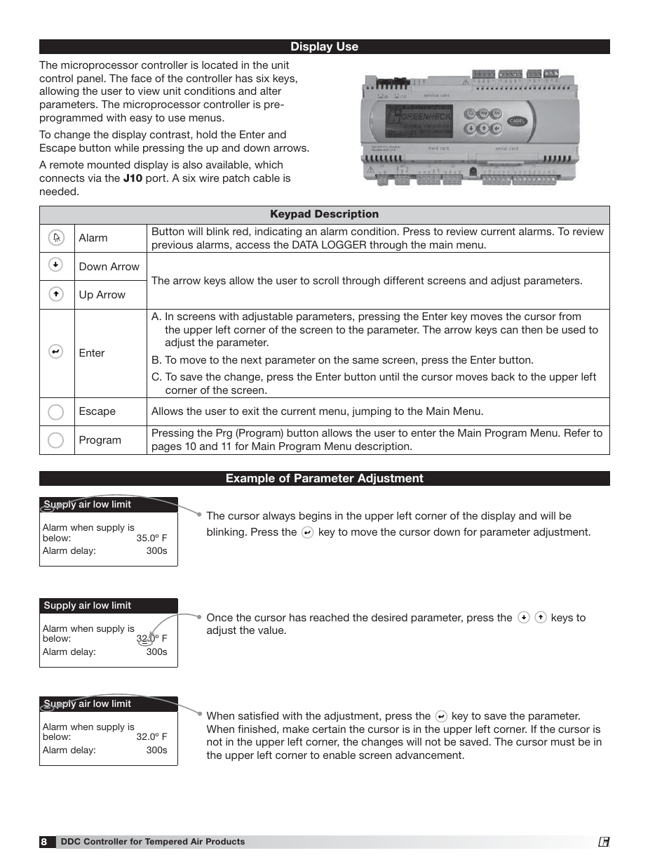 Greenheck Microprocessor Controller (475595 IOM) TAP v2.10 April 2014 (RVE, ERCH-01, ERT-01) User Manual | Page 8 / 44