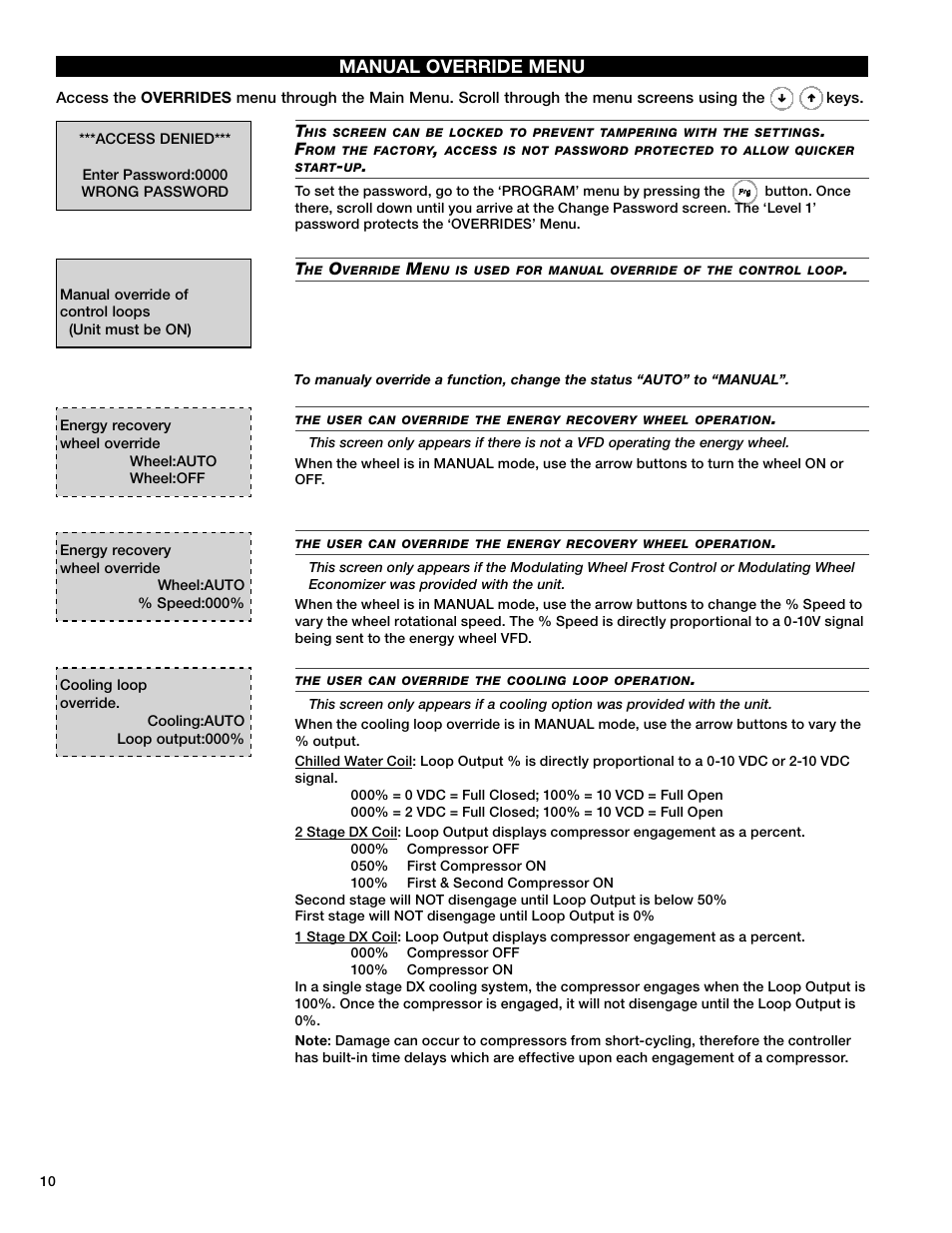 Manual override menu | Greenheck Microprocessor Controller v3.0 (469690) User Manual | Page 10 / 24