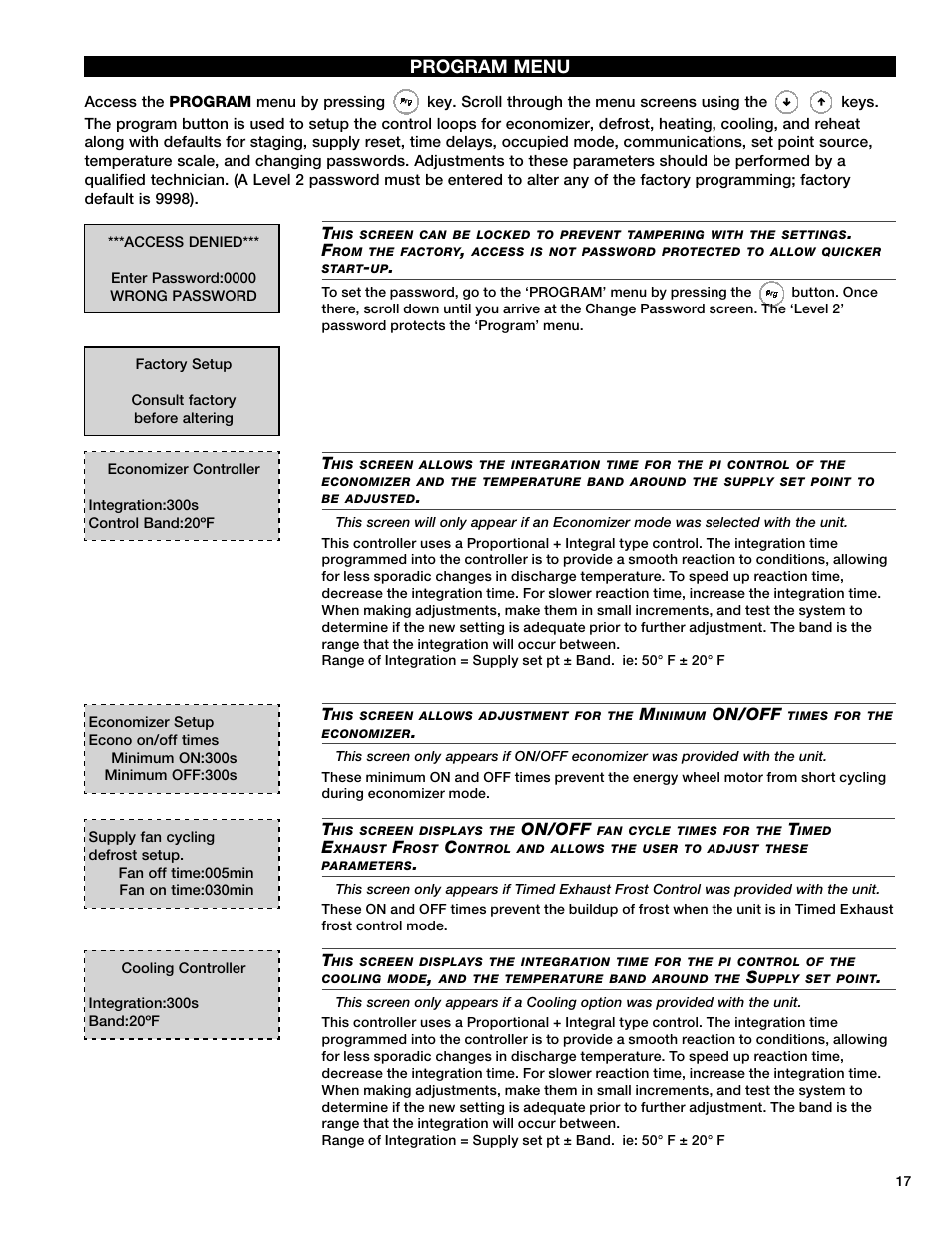 Program menu | Greenheck Microprocessor Controller v3.0 (469690) User Manual | Page 17 / 24