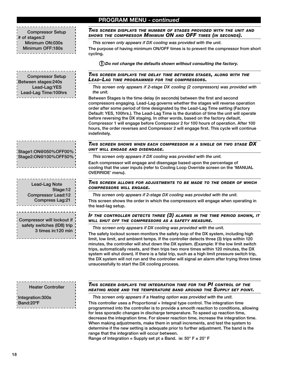 Program menu - continued | Greenheck Microprocessor Controller v3.0 (469690) User Manual | Page 18 / 24