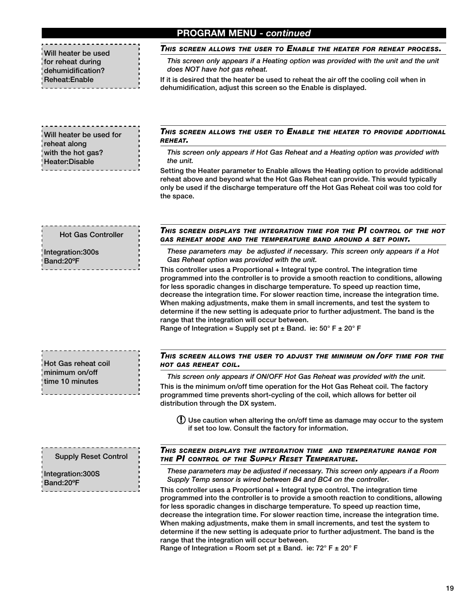 Program menu - continued | Greenheck Microprocessor Controller v3.0 (469690) User Manual | Page 19 / 24