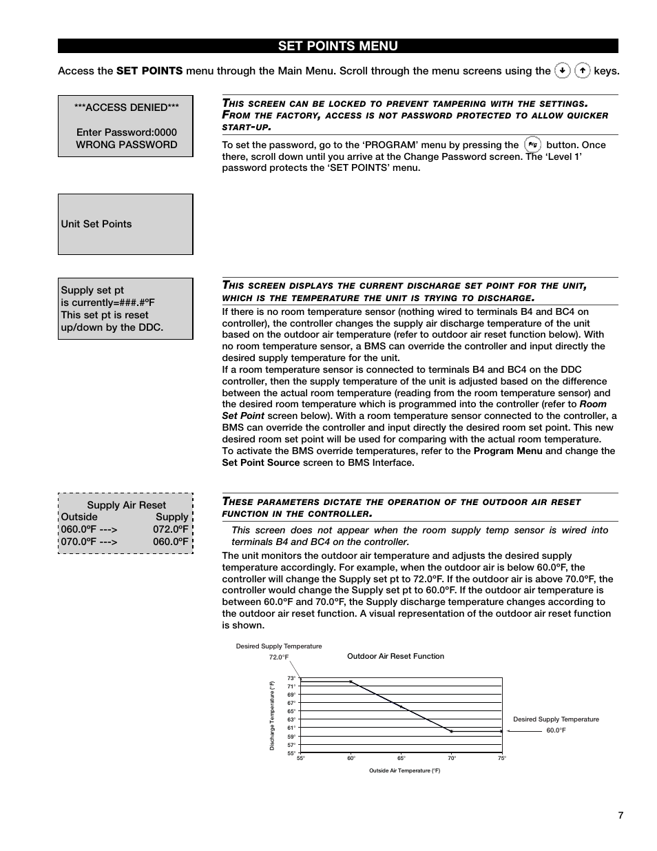 Set points menu | Greenheck Microprocessor Controller v3.0 (469690) User Manual | Page 7 / 24