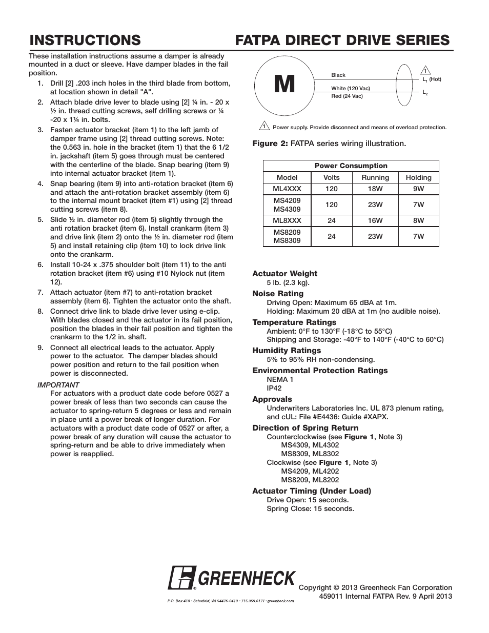 Instructions fatpa direct drive series | Greenheck ML4XXX, ML8XXX series (459011) User Manual | Page 2 / 2