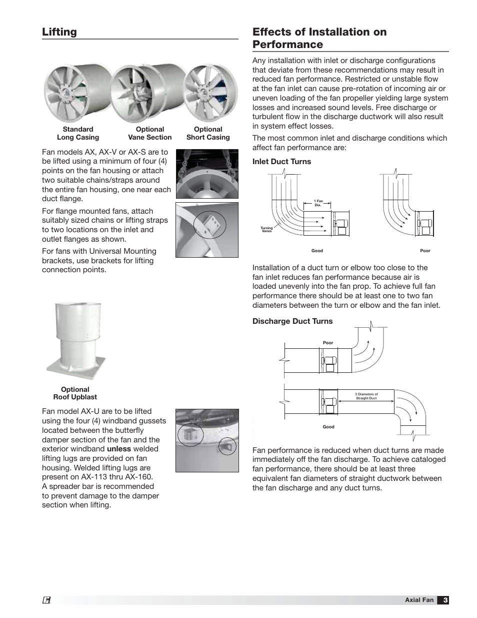 Lifting effects of installation on performance | Greenheck AX (464664) User Manual | Page 3 / 8