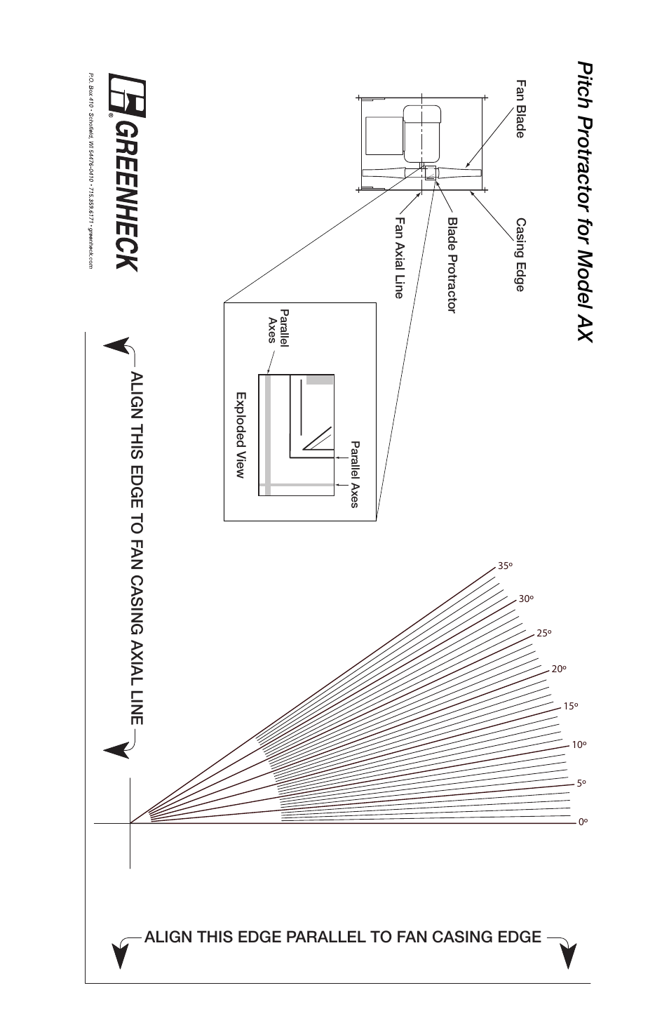 Pitch protractor for model ax | Greenheck AX Pitch Protractor - Warning: Must be printed at 100% on either 11x17 (tabloid) or European Standard A3 paper size User Manual | Page 2 / 2