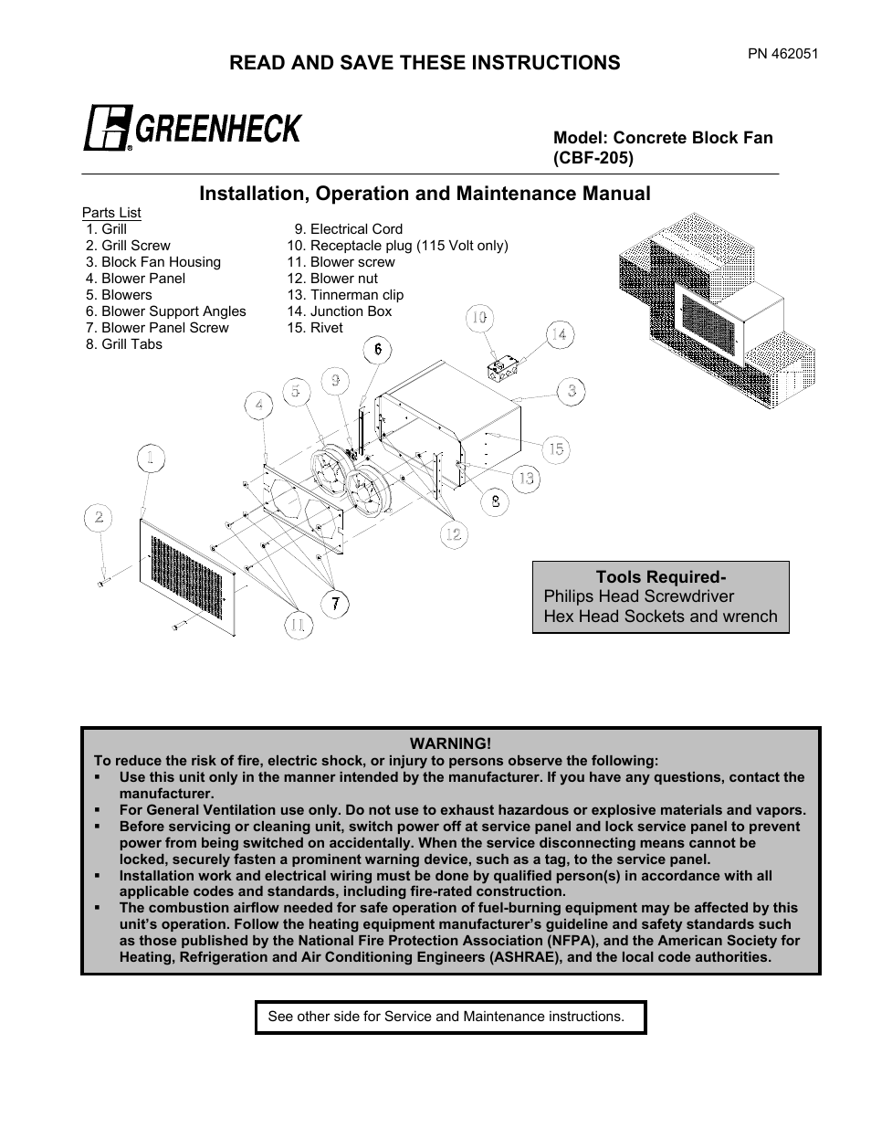 Greenheck CBF (462051) User Manual | 2 pages