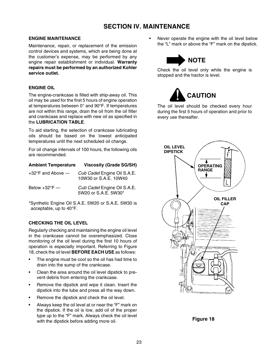 Caution | Cub Cadet 2176 User Manual | Page 23 / 60