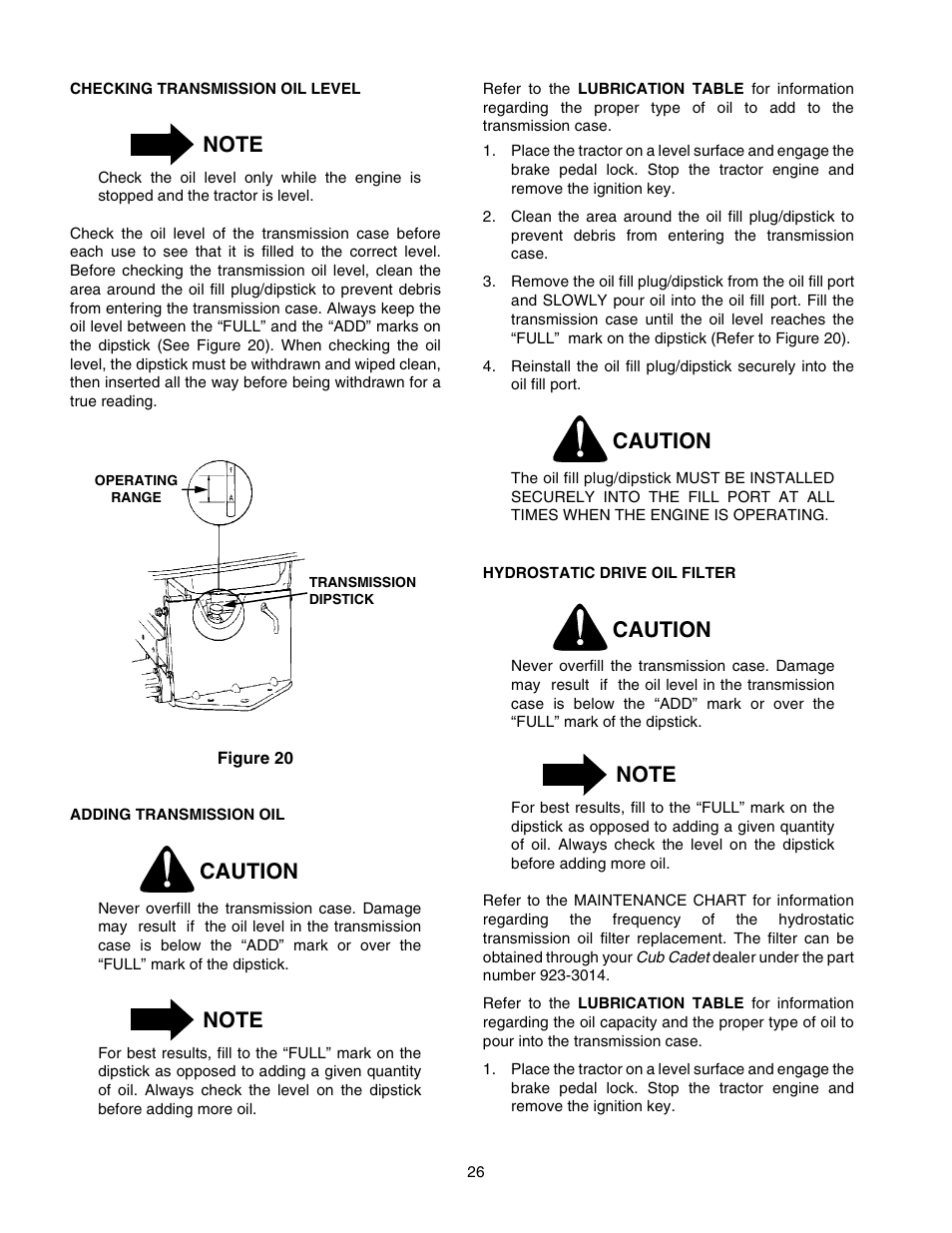Caution | Cub Cadet 2176 User Manual | Page 26 / 60