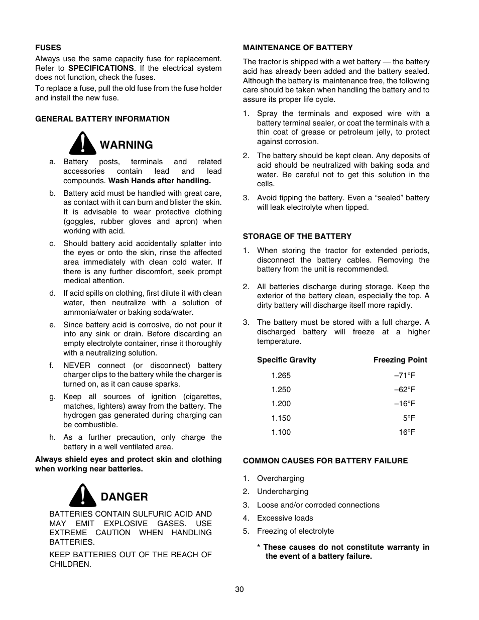 Warning, Danger | Cub Cadet 2176 User Manual | Page 30 / 60