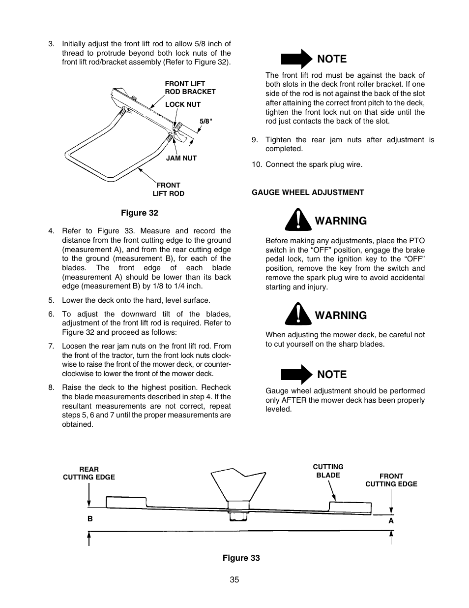 Warning | Cub Cadet 2176 User Manual | Page 35 / 60