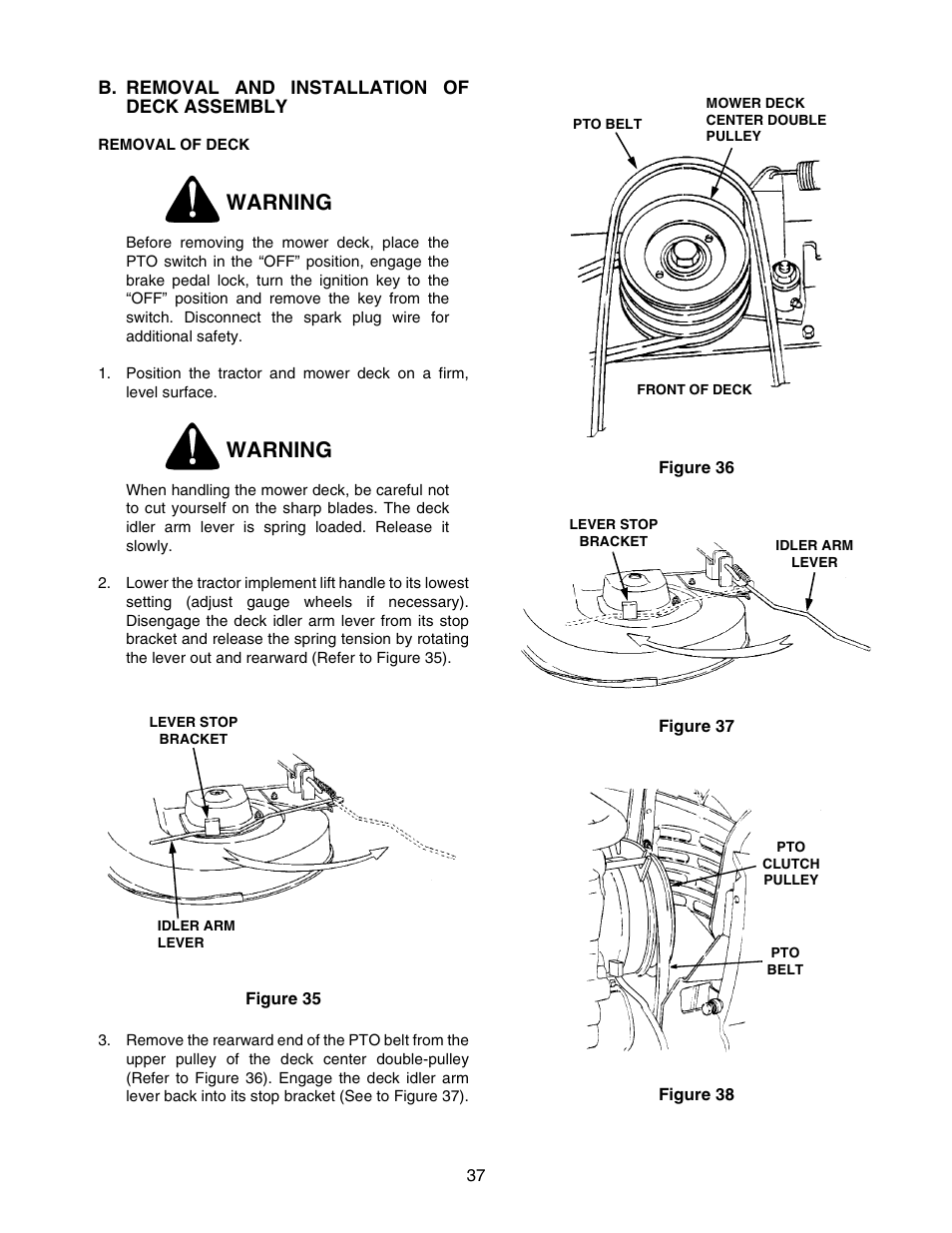 Warning | Cub Cadet 2176 User Manual | Page 37 / 60