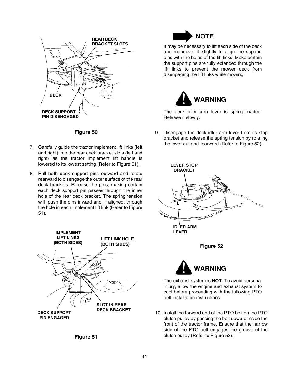 Warning | Cub Cadet 2176 User Manual | Page 41 / 60