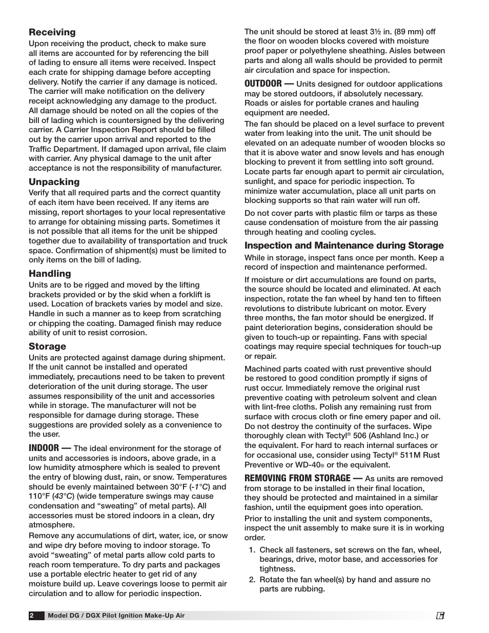 Greenheck DG/DGX Pilot Ignition (470651_IOM) User Manual | Page 2 / 40