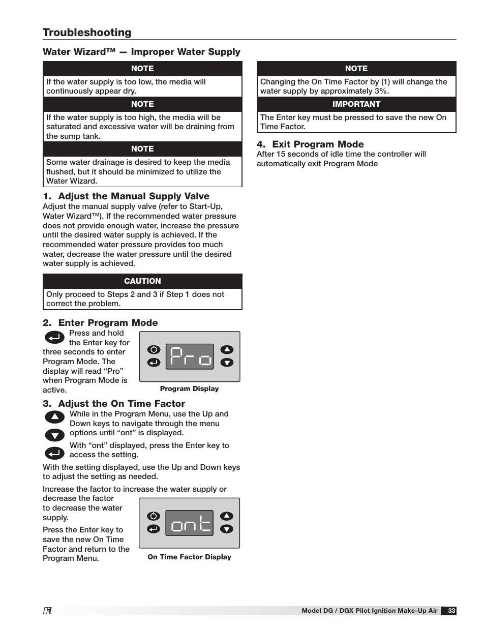 Troubleshooting | Greenheck DG/DGX Pilot Ignition (470651_IOM) User Manual | Page 33 / 40