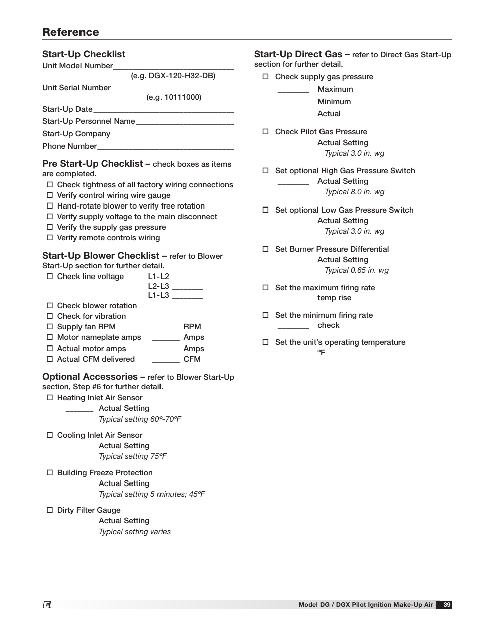 Reference | Greenheck DG/DGX Pilot Ignition (470651_IOM) User Manual | Page 39 / 40