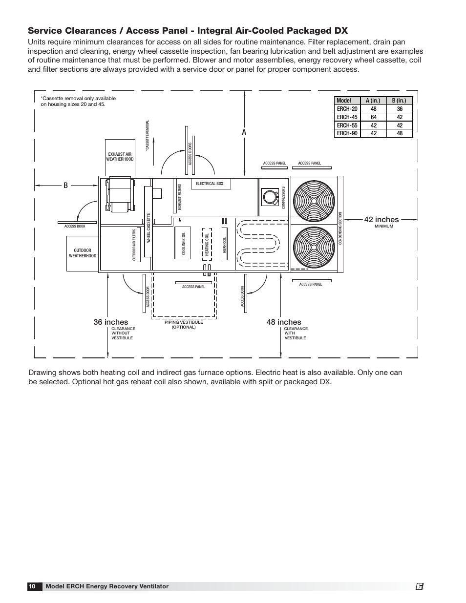 A48 inches b, 36 inches, 42 inches | Greenheck ERCH (476054) User Manual | Page 10 / 56