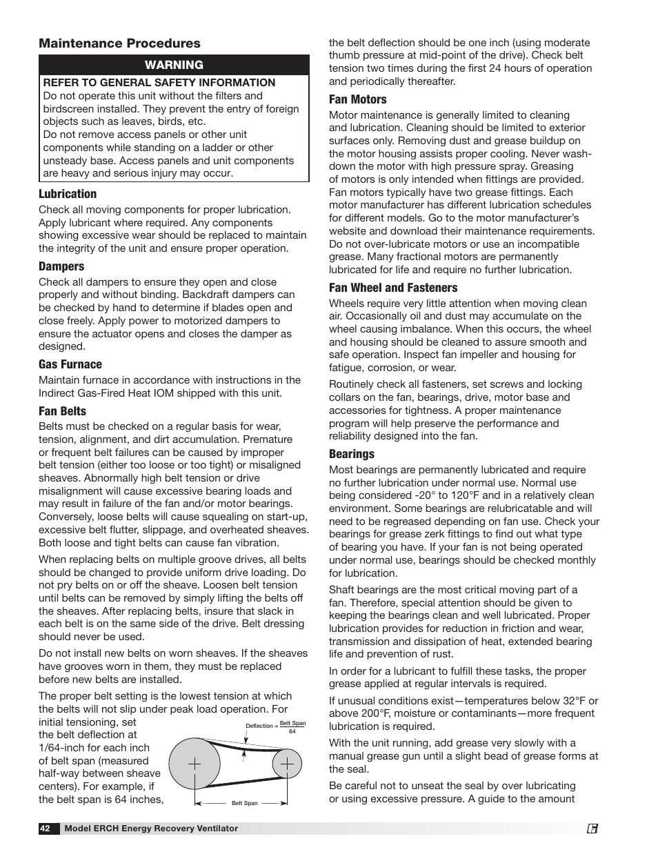 Maintenance procedures | Greenheck ERCH (476054) User Manual | Page 42 / 56