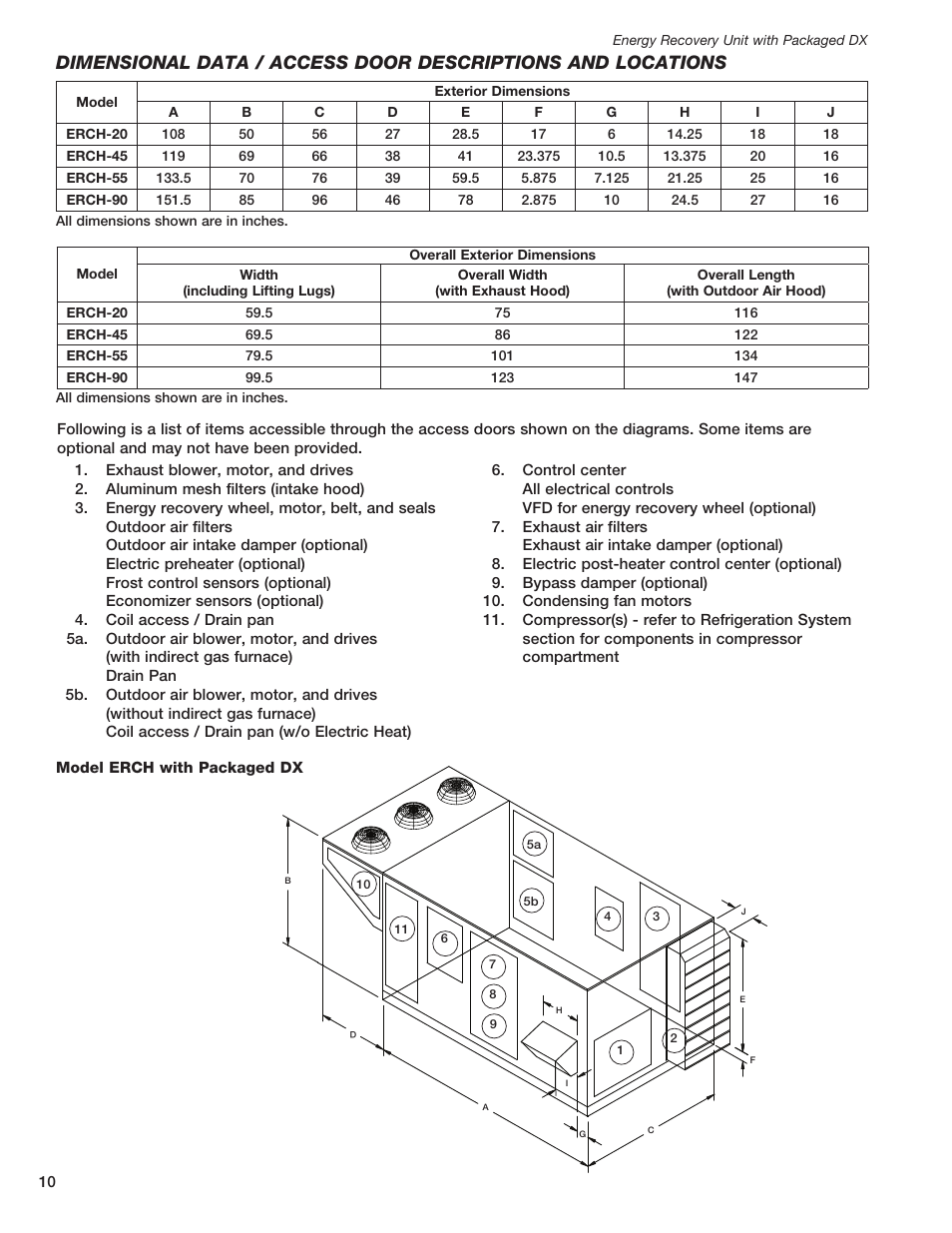 Greenheck ERCH - Energy Recovery Unit with Packaged DX (468151) User Manual | Page 10 / 52