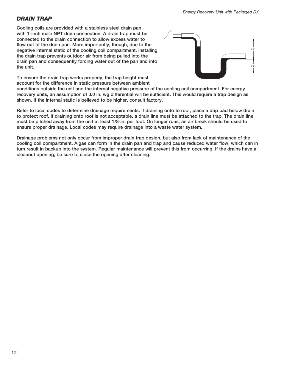 Drain trap | Greenheck ERCH - Energy Recovery Unit with Packaged DX (468151) User Manual | Page 12 / 52
