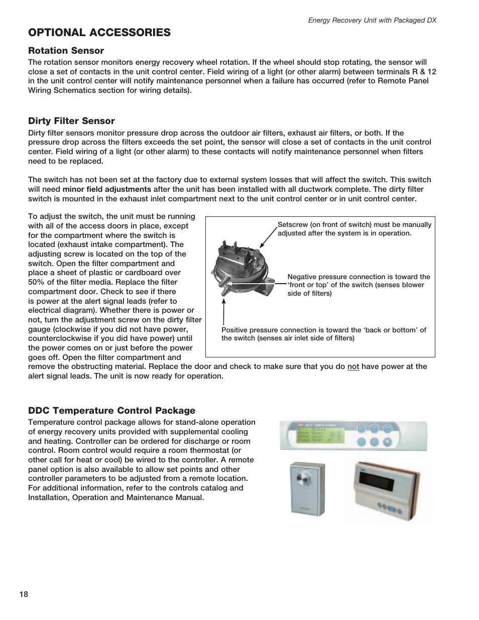 Optional accessories | Greenheck ERCH - Energy Recovery Unit with Packaged DX (468151) User Manual | Page 18 / 52