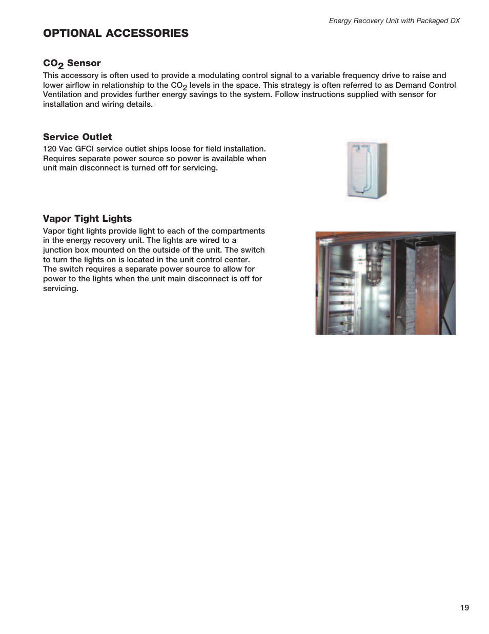 Optional accessories | Greenheck ERCH - Energy Recovery Unit with Packaged DX (468151) User Manual | Page 19 / 52