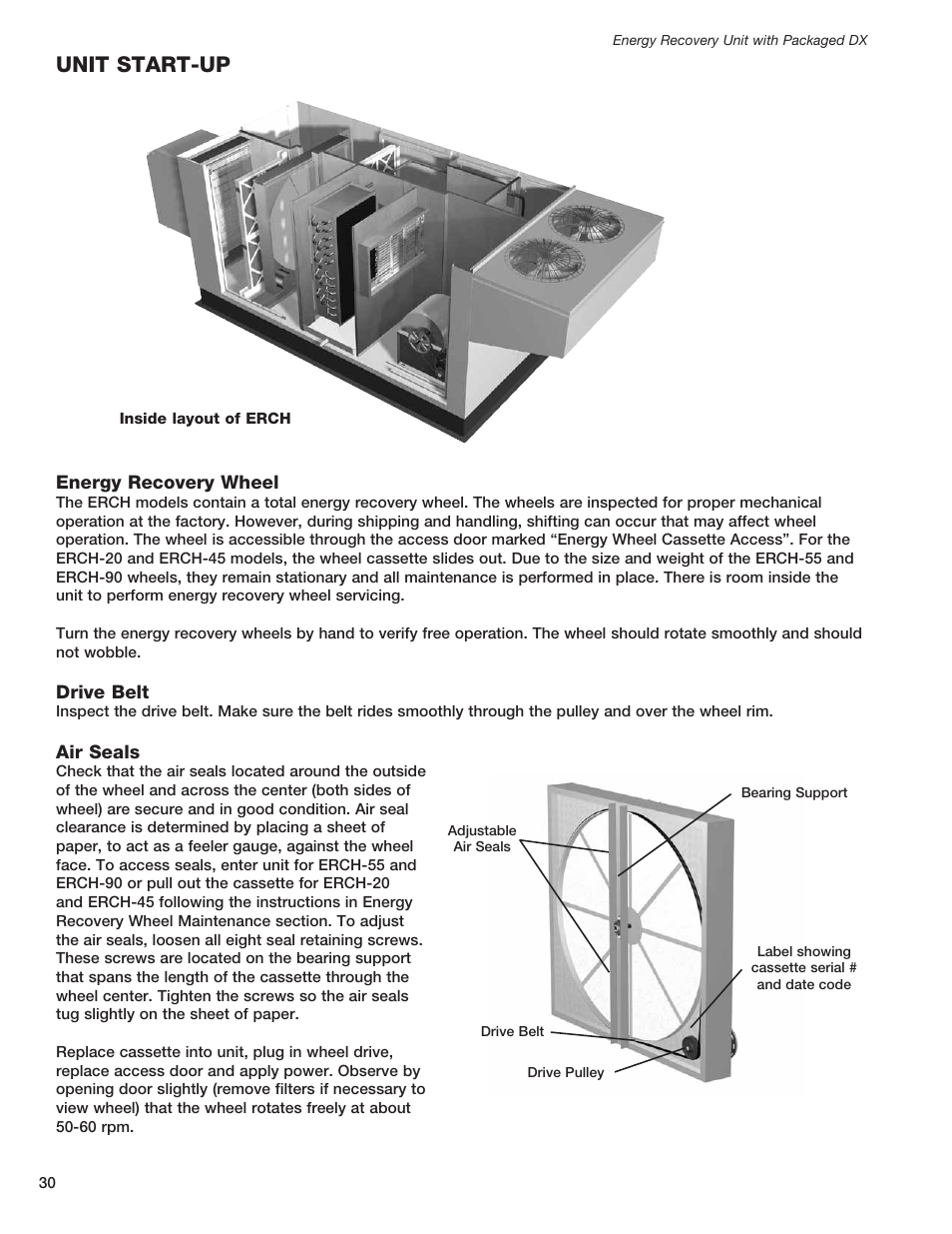 Unit start-up | Greenheck ERCH - Energy Recovery Unit with Packaged DX (468151) User Manual | Page 30 / 52