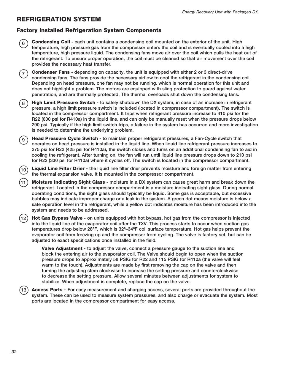 Refrigeration system | Greenheck ERCH - Energy Recovery Unit with Packaged DX (468151) User Manual | Page 32 / 52