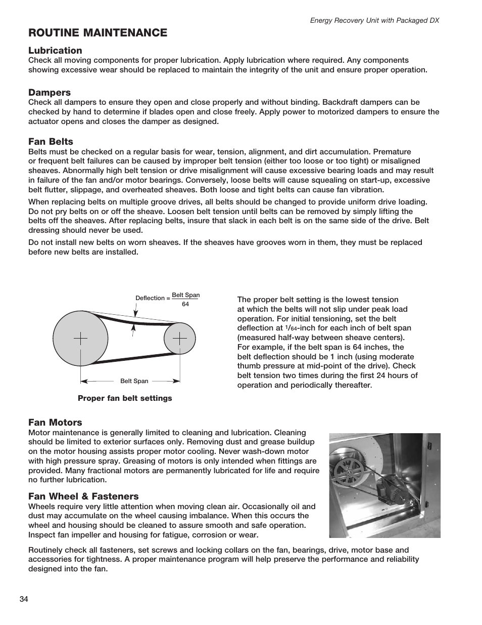 Routine maintenance | Greenheck ERCH - Energy Recovery Unit with Packaged DX (468151) User Manual | Page 34 / 52