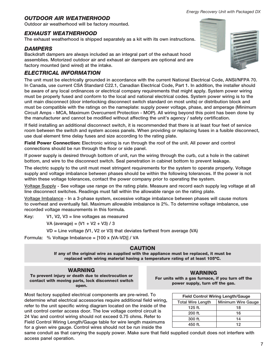 Greenheck ERCH - Energy Recovery Unit with Packaged DX (468151) User Manual | Page 7 / 52