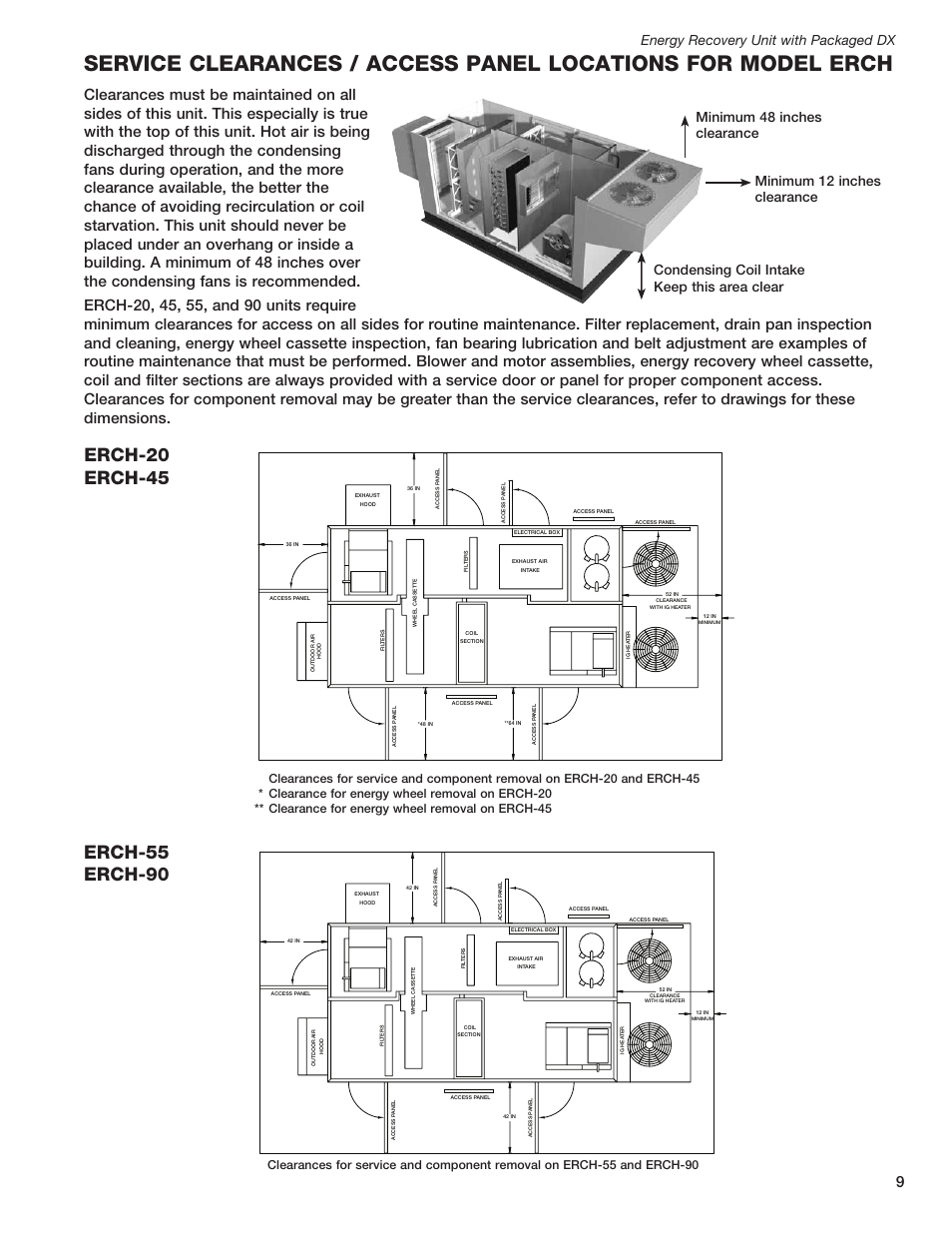 Energy recovery unit with packaged dx | Greenheck ERCH - Energy Recovery Unit with Packaged DX (468151) User Manual | Page 9 / 52