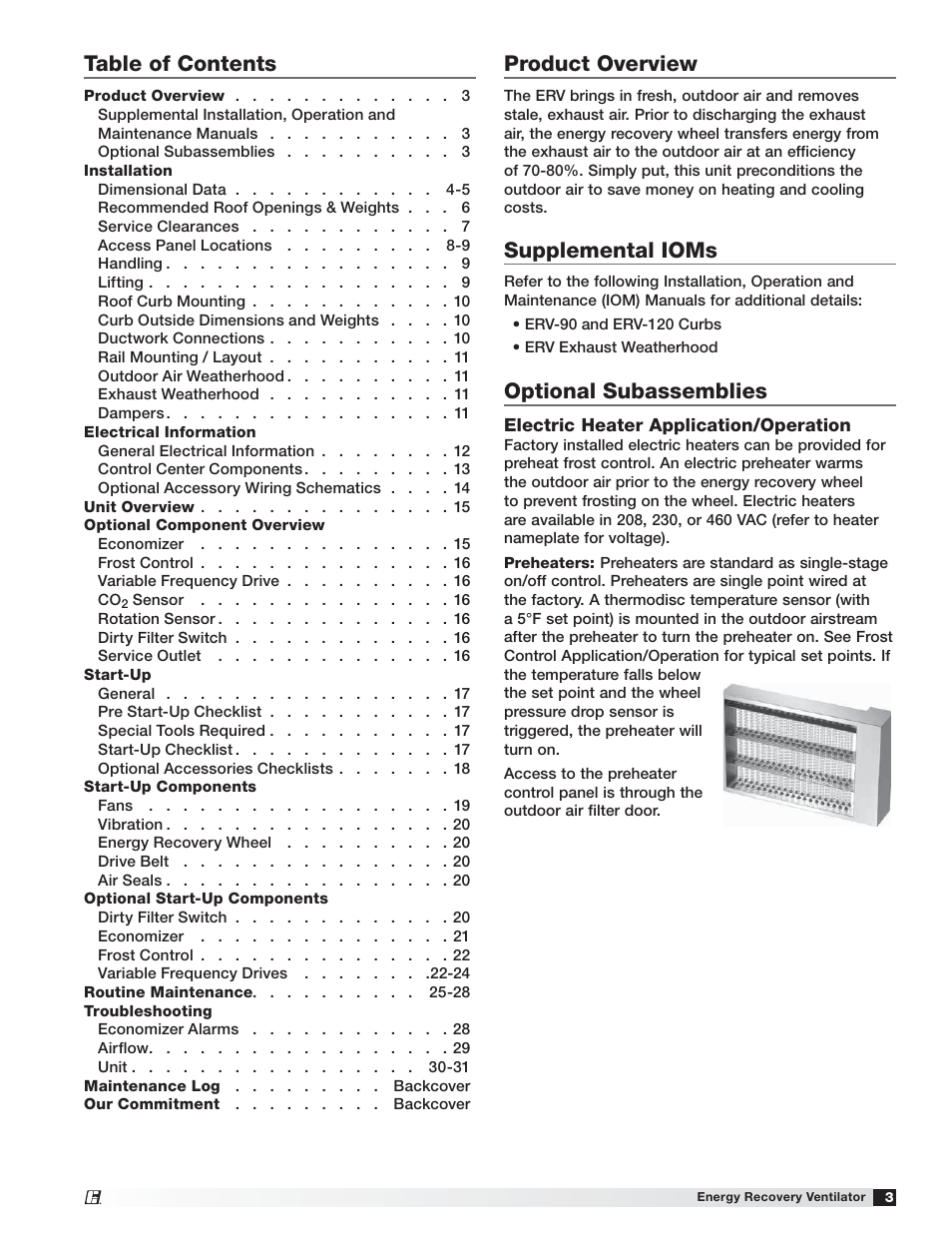 Greenheck ERV (476412) User Manual | Page 3 / 32