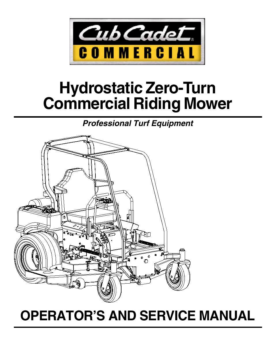 Cub Cadet Hydrostatic Zero-Turn Commercial Riding Mower Professional Turf Equipment User Manual | 32 pages
